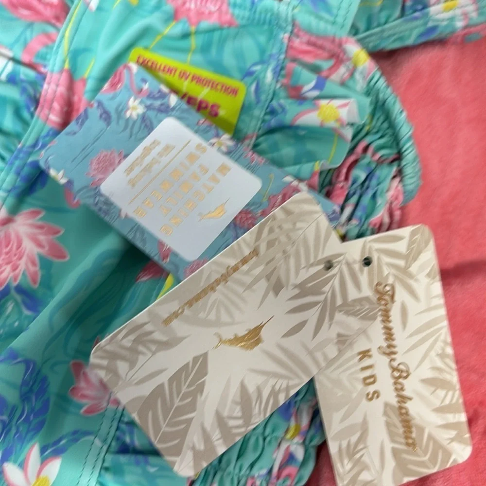 Tommy Bahama flamingo  2 piece set swim suit and hooded swim cover up UPF 50 new